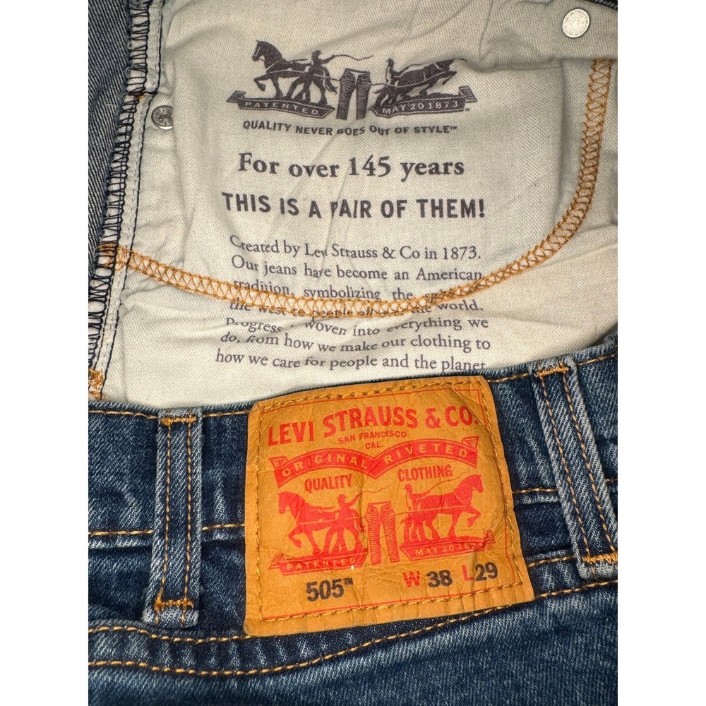 Levi's 505 Regular Fit Jeans Mens 38x29 Blue Straight Leg Classic Workwear - Picture 5 of 5